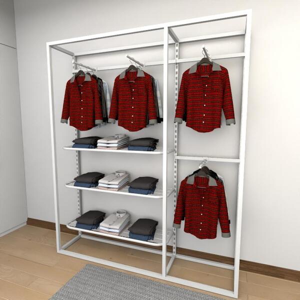 Closet Araras, Guarda Roupas Aberto Industrial Com 12 Peças B