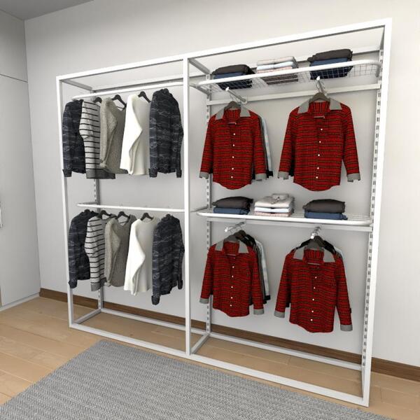 Closet Araras, Guarda Roupas Aberto Industrial Com 12 Peças B