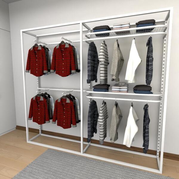 Closet Araras, Guarda Roupas Aberto Industrial Com 12 Peças B