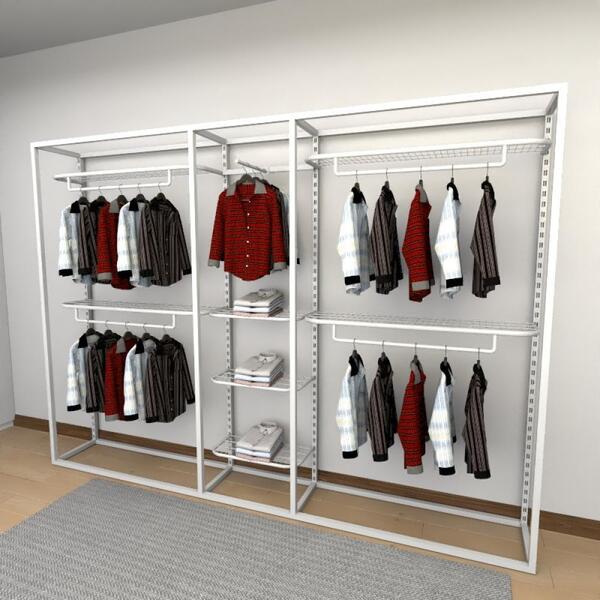 Closet Araras, Guarda Roupas Aberto Industrial Com 12 Peças B