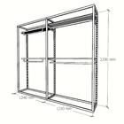 Closet Araras, Guarda Roupas Aberto Industrial Com 12 Peças B