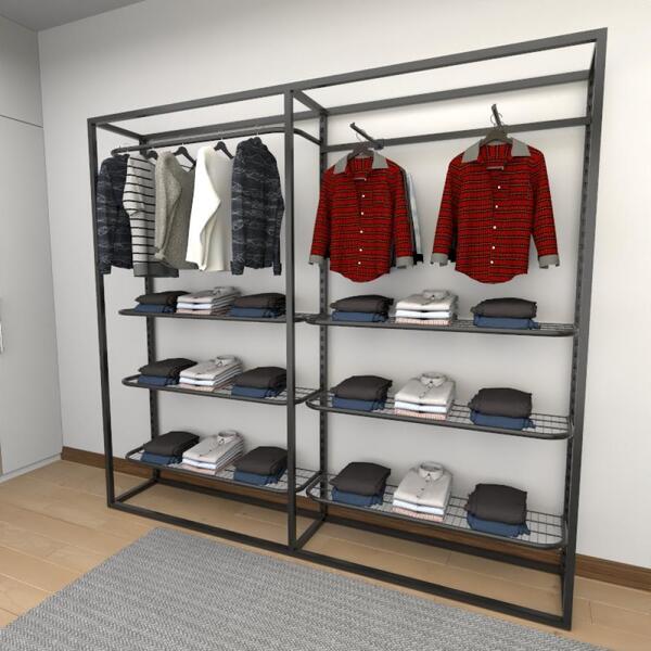 Closet Araras, Guarda Roupas Aberto Industrial Com 12 Peças P