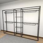 Closet Araras, Guarda Roupas Aberto Industrial Com 12 Peças P