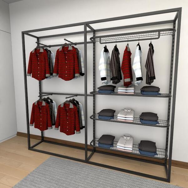 Closet Araras, Guarda Roupas Aberto Industrial Com 12 Peças P