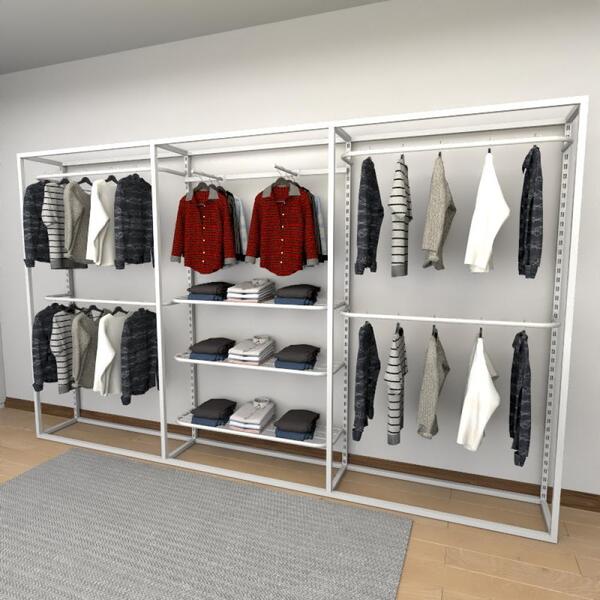 Closet Araras, Guarda Roupas Aberto Industrial Com 13 Peças B