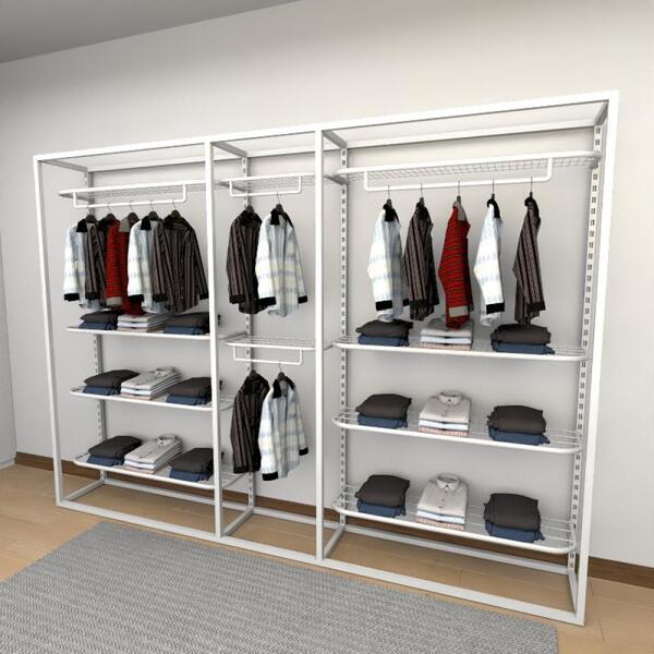 Closet Araras, Guarda Roupas Aberto Industrial Com 13 Peças B