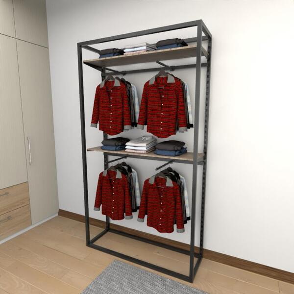 Closet Araras, Guarda Roupas Aberto Industrial Com 13 Peças P