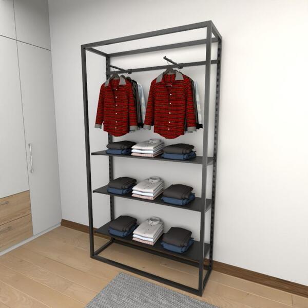 Closet Araras, Guarda Roupas Aberto Industrial Com 13 Peças P