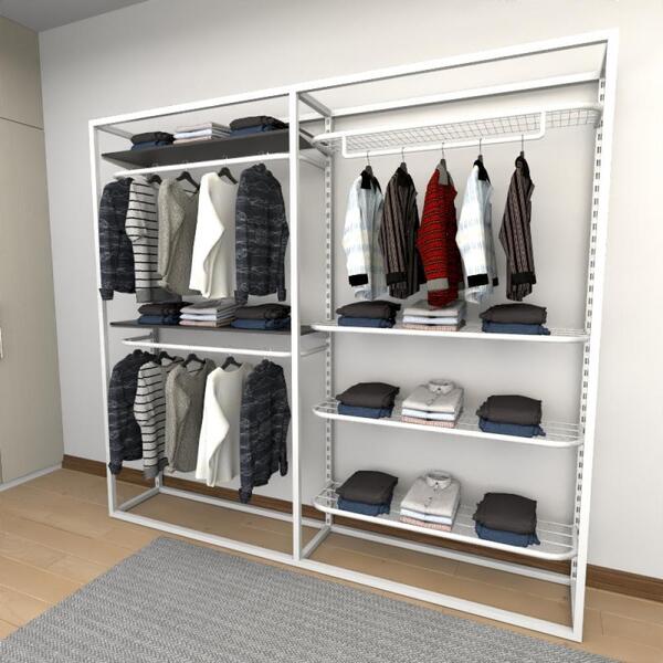 Closet Araras, Guarda Roupas Aberto Industrial Com 14 Peças B