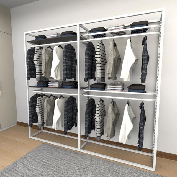 Closet Araras, Guarda Roupas Aberto Industrial Com 14 Peças B