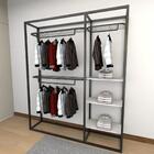 Closet Araras, Guarda Roupas Aberto Industrial Com 14 Peças B