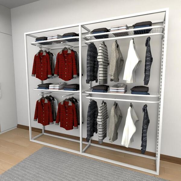 Closet Araras, Guarda Roupas Aberto Industrial Com 14 Peças B