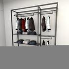 Closet Araras, Guarda Roupas Aberto Industrial Com 14 Peças P