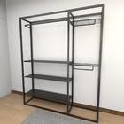 Closet Araras, Guarda Roupas Aberto Industrial Com 14 Peças P