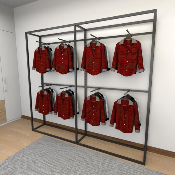 Closet Araras, Guarda Roupas Aberto Industrial Com 14 Peças P