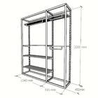 Closet Araras, Guarda Roupas Aberto Industrial Com 14 Peças P