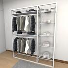 Closet Araras, Guarda Roupas Aberto Industrial Com 15 Peças B