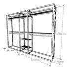 Closet Araras, Guarda Roupas Aberto Industrial Com 15 Peças B