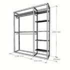 Closet Araras, Guarda Roupas Aberto Industrial Com 15 Peças B