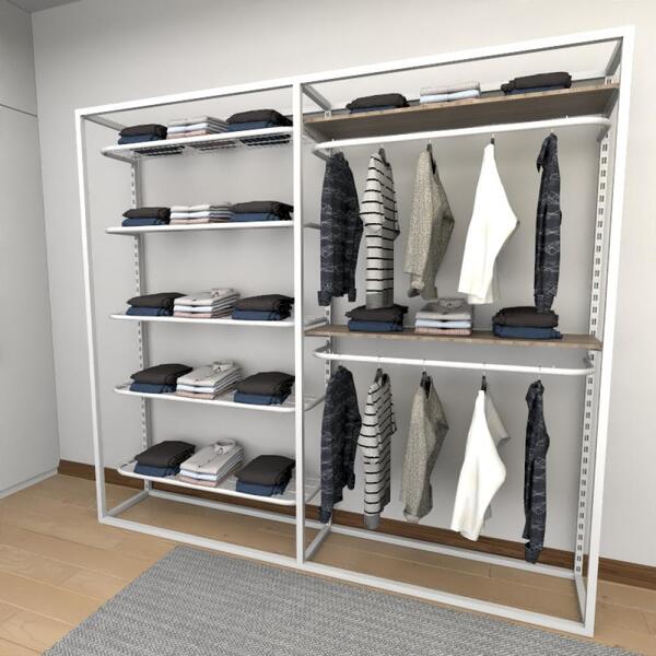 Closet Araras, Guarda Roupas Aberto Industrial Com 15 Peças B