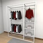 Closet Araras, Guarda Roupas Aberto Industrial Com 15 Peças B