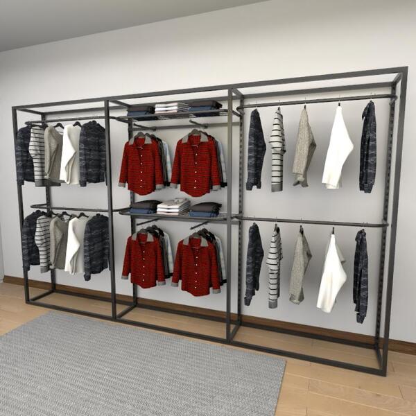 Closet Araras, Guarda Roupas Aberto Industrial Com 15 Peças P