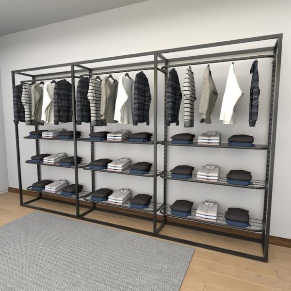 Closet Araras, Guarda Roupas Aberto Industrial Com 15 Peças P