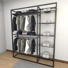 Closet Araras, Guarda Roupas Aberto Industrial Com 15 Peças P