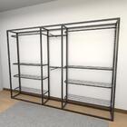 Closet Araras, Guarda Roupas Aberto Industrial Com 15 Peças P