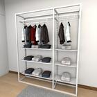Closet Araras, Guarda Roupas Aberto Industrial Com 16 Peças B