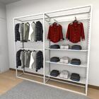 Closet Araras, Guarda Roupas Aberto Industrial Com 16 Peças B