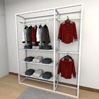 Closet Araras, Guarda Roupas Aberto Industrial Com 16 Peças B