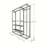 Closet Araras, Guarda Roupas Aberto Industrial Com 16 Peças B