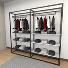 Closet Araras, Guarda Roupas Aberto Industrial Com 16 Peças P
