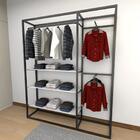 Closet Araras, Guarda Roupas Aberto Industrial Com 16 Peças P