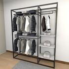 Closet Araras, Guarda Roupas Aberto Industrial Com 16 Peças P