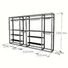 Closet Araras, Guarda Roupas Aberto Industrial Com 16 Peças P