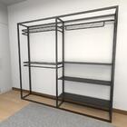 Closet Araras, Guarda Roupas Aberto Industrial Com 16 Peças P