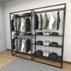 Closet Araras, Guarda Roupas Aberto Industrial Com 16 Peças P