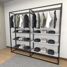 Closet Araras, Guarda Roupas Aberto Industrial Com 16 Peças P