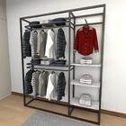 Closet Araras, Guarda Roupas Aberto Industrial Com 17 Peças B