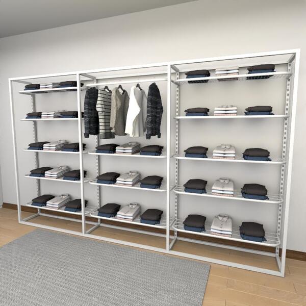 Closet Araras, Guarda Roupas Aberto Industrial Com 17 Peças B