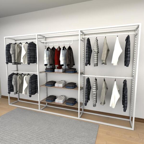 Closet Araras, Guarda Roupas Aberto Industrial Com 17 Peças B