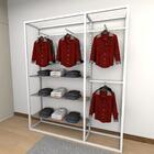 Closet Araras, Guarda Roupas Aberto Industrial Com 18 Peças B