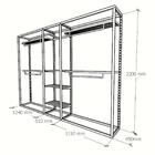 Closet Araras, Guarda Roupas Aberto Industrial Com 18 Peças B