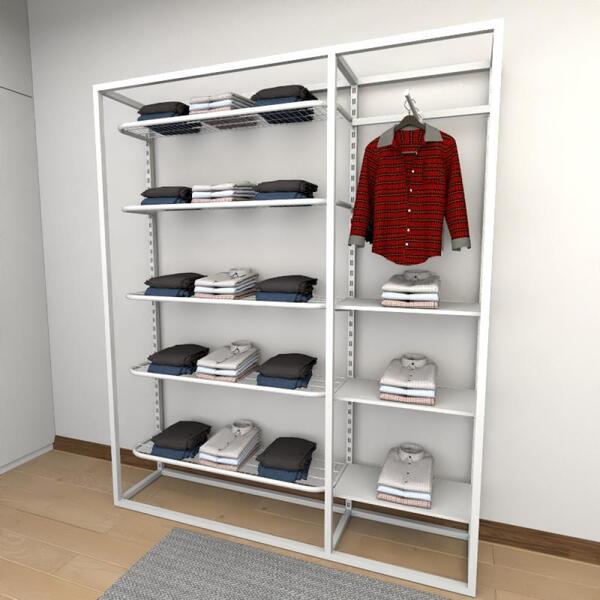 Closet Araras, Guarda Roupas Aberto Industrial Com 18 Peças B