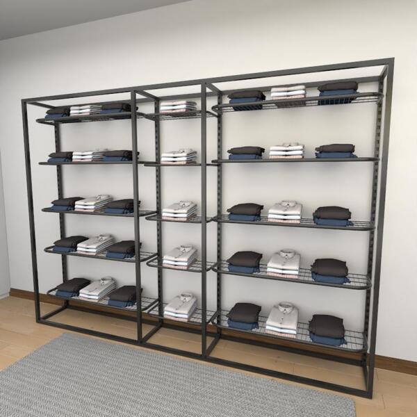 Closet Araras, Guarda Roupas Aberto Industrial Com 18 Peças P