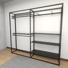 Closet Araras, Guarda Roupas Aberto Industrial Com 18 Peças P