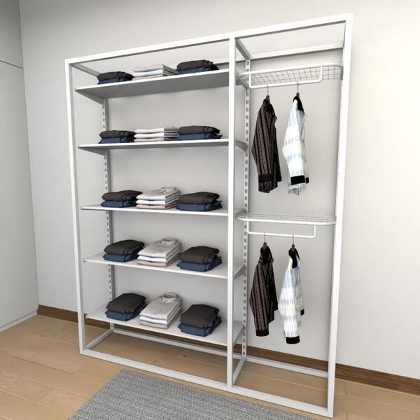 Closet Araras, Guarda Roupas Aberto Industrial Com 19 Peças B