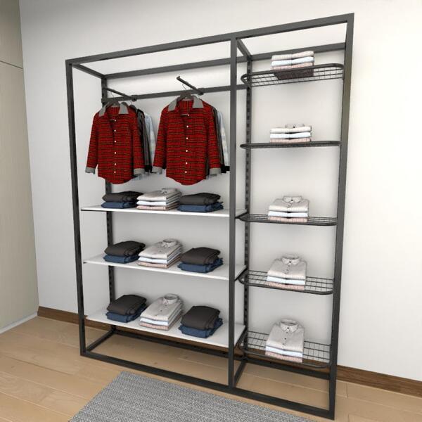 Closet Araras, Guarda Roupas Aberto Industrial Com 19 Peças P